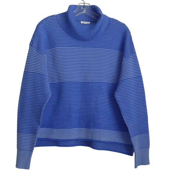 Tribal Jeans Sweaters - Tribal Jeans Womens Blue Striped Turtleneck Sweater Cotton Blend 5933O-4814 M